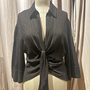 Draped Front Viscose Cotton Blouse XL